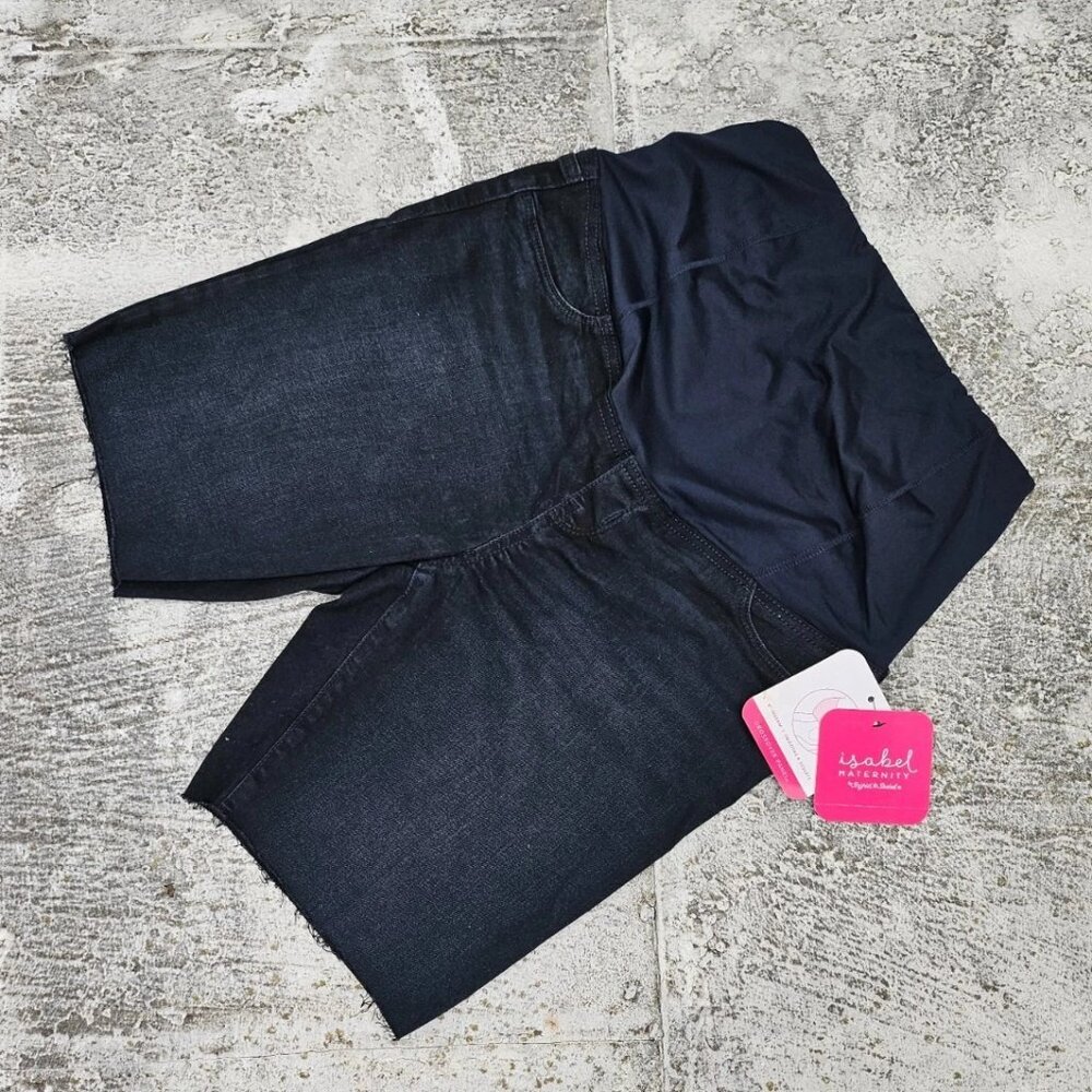 Isabel Maternity Women Shorts Dark Blue Denim Shorts Crossover Bermuda Size 10